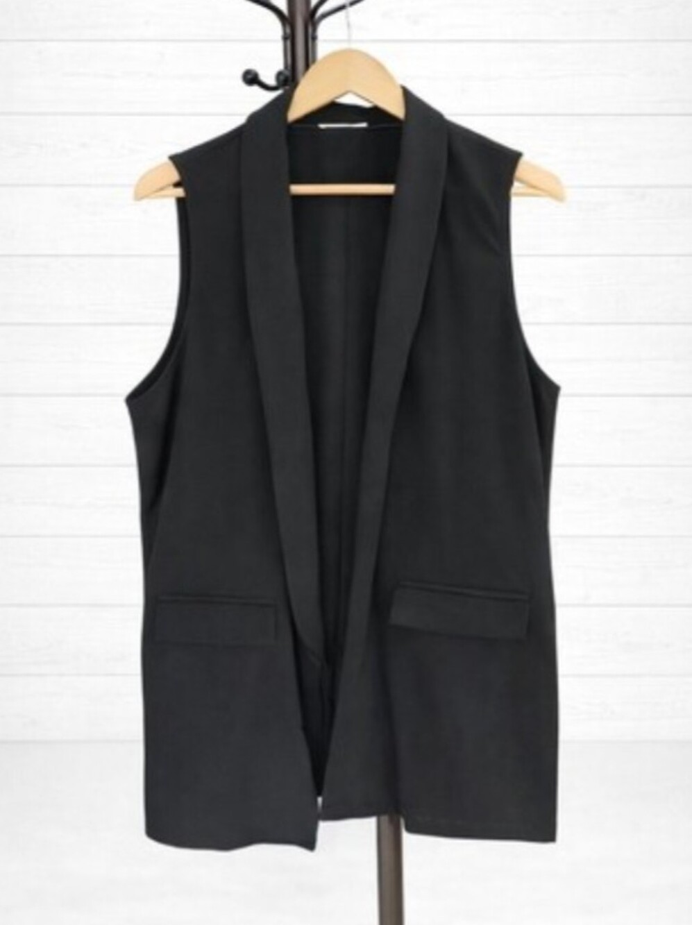 Zeagoo Black Open longline vest with Pockets L